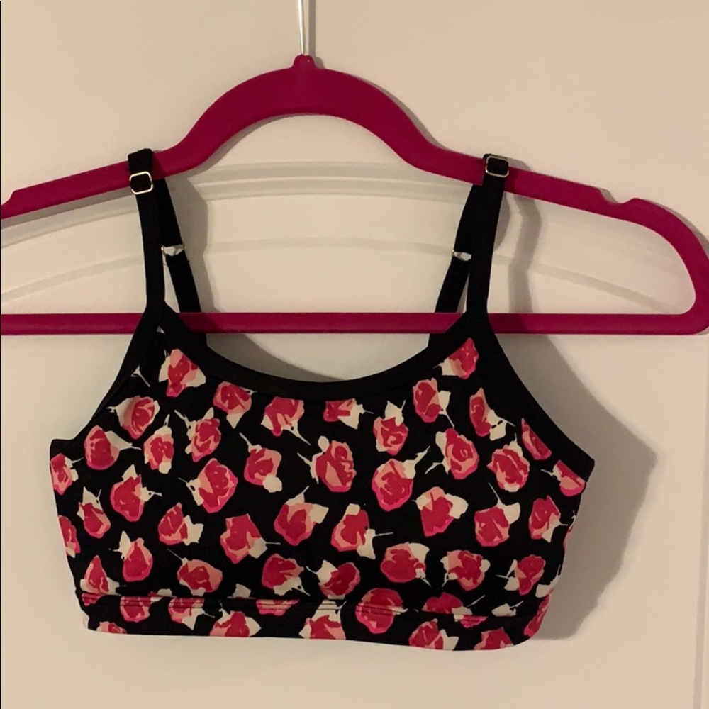 Kate Spade Black and Pink Floral Sports Bra